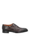 Santoni Man Lace-up Shoes Dark Brown Size 8 Soft Leather