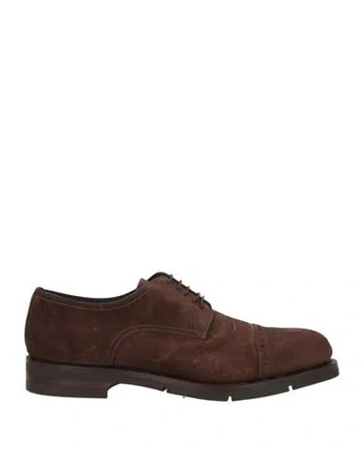 Santoni Man Lace-up Shoes Dark Brown Size 9 Leather