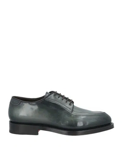 Santoni Man Lace-up Shoes Dark Green Size 8 Leather