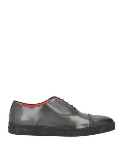 Santoni Man Lace-up Shoes Lead Size 9 Leather In Grey