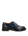 Santoni Man Lace-up Shoes Midnight Blue Size 12.5 Leather In Blue