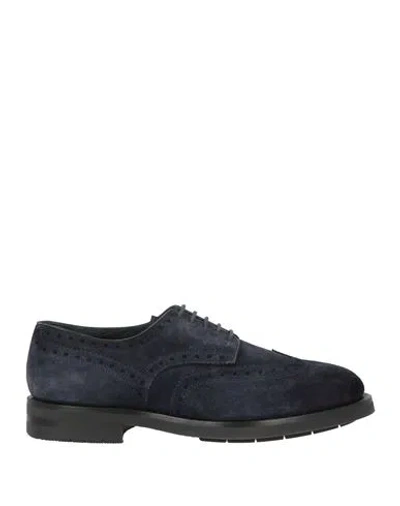Santoni Man Lace-up Shoes Midnight Blue Size 8.5 Leather