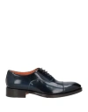 Santoni Man Lace-up Shoes Midnight Blue Size 9 Leather