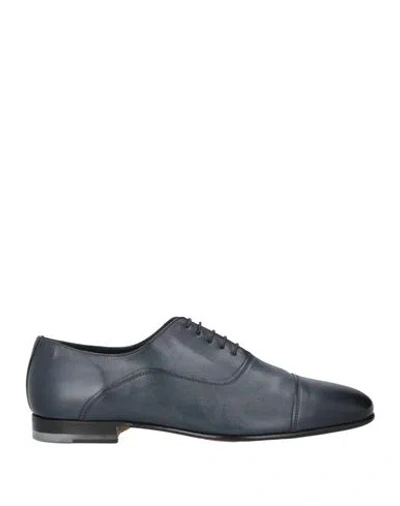 Santoni Man Lace-up Shoes Navy Size 7 Leather