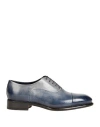Santoni Man Lace-up Shoes Slate Blue Size 9 Soft Leather