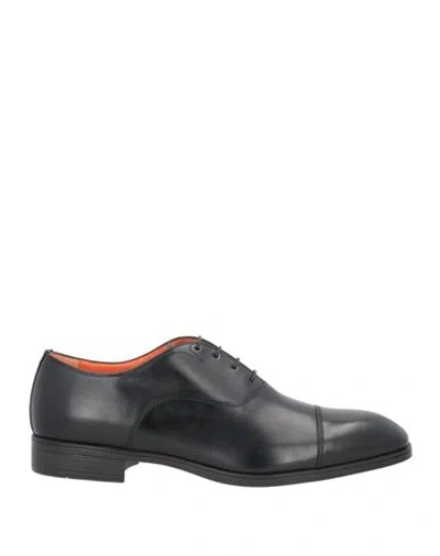 Santoni Man Lace-up Shoes Black Size 9 Soft Leather