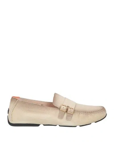 Santoni Man Loafers Beige Size 7 Leather In Neutral