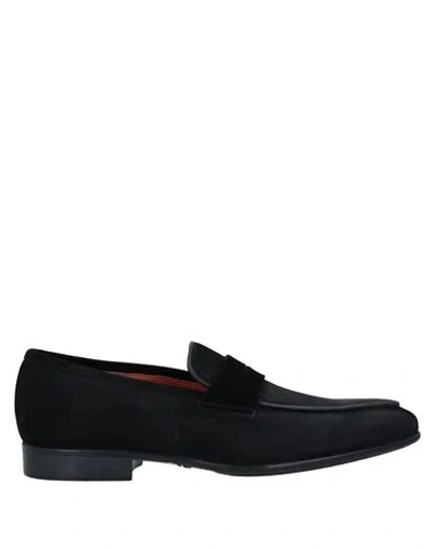 Santoni Man Loafers Black Size 10 Leather