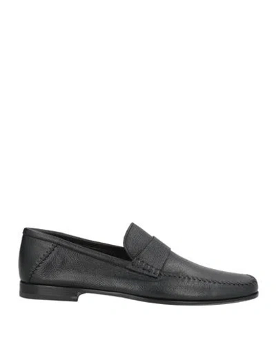 Santoni Man Loafers Black Size 14 Leather