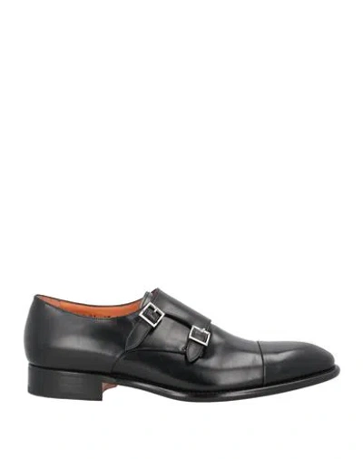 SANTONI SANTONI MAN LOAFERS BLACK SIZE 6.5 LEATHER