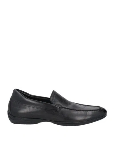 Santoni Man Loafers Black Size 8 Leather