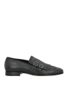 Santoni Man Loafers Black Size 6.5 Leather In Black