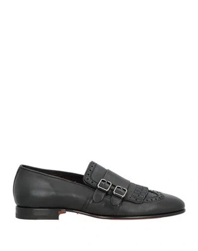 SANTONI SANTONI MAN LOAFERS BLACK SIZE 9 LEATHER