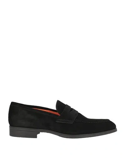 Santoni Man Loafers Black Size 8.5 Leather