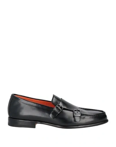 Santoni Man Loafers Black Size 8.5 Leather
