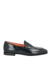 Santoni Black Classic Shapte Leather Loafers In Black