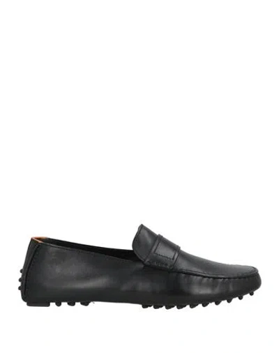 Santoni Man Loafers Black Size 9 Leather