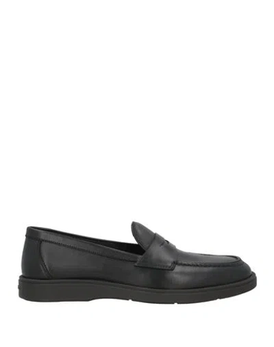 Santoni Man Loafers Black Size 9 Leather