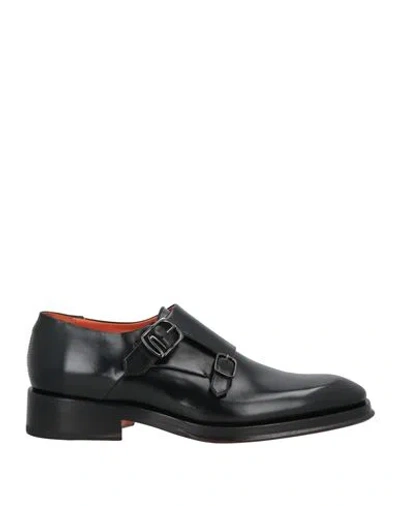 Santoni Man Loafers Black Size 9 Leather