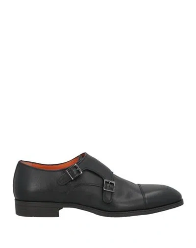 SANTONI SANTONI MAN LOAFERS BLACK SIZE 9 LEATHER
