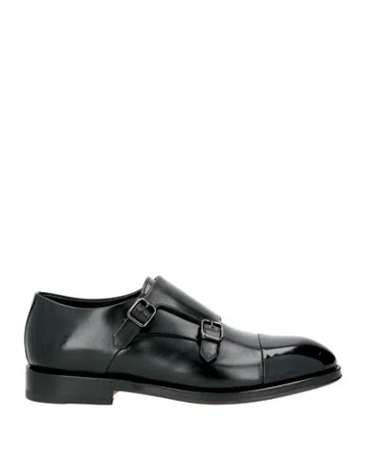 Santoni Man Loafers Black Size 9 Leather