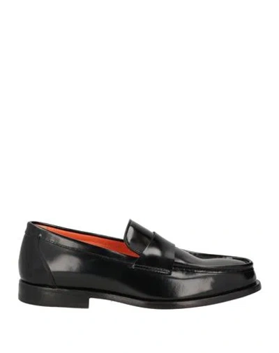 Santoni Man Loafers Black Size 9 Leather