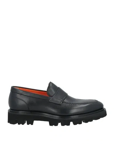 Santoni Man Loafers Black Size 7.5 Leather