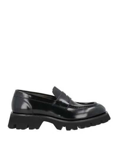 Santoni Man Loafers Black Size 9 Leather In Black