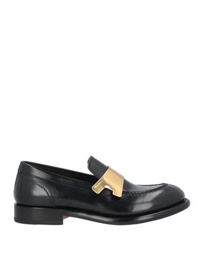 Santoni Man Loafers Black Size 9 Leather