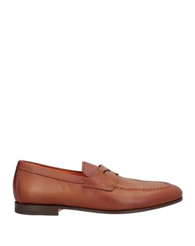 Santoni Man Loafers Brown Size 13 Leather