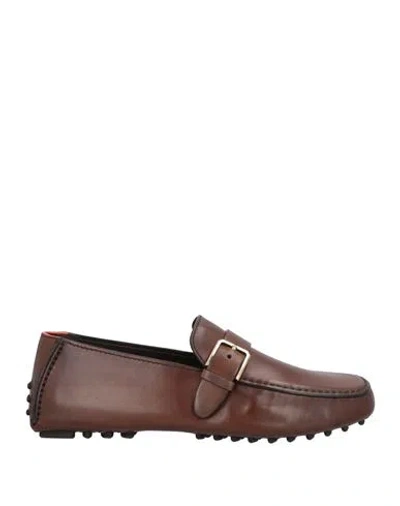 Santoni Buckle-detail Leather Loafers In Brown