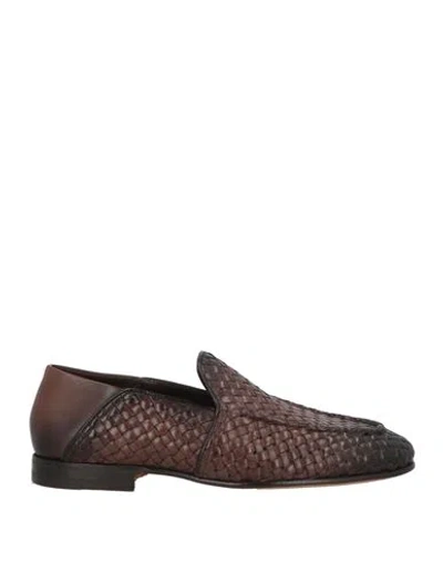 Santoni Man Loafers Brown Size 6.5 Leather