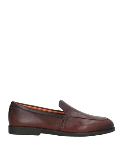 Santoni Man Loafers Brown Size 8 Leather