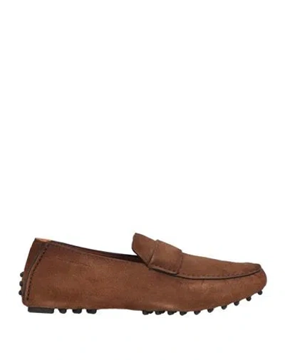 Santoni Man Loafers Brown Size 8.5 Leather