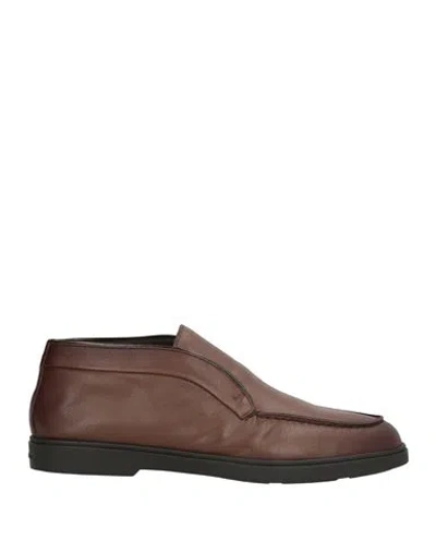 Santoni Man Loafers Brown Size 8.5 Leather