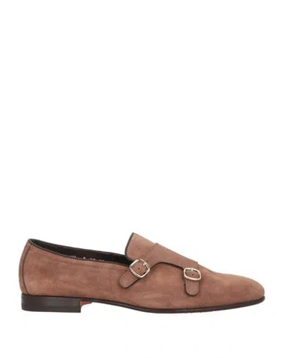 Santoni Man Loafers Brown Size 8.5 Leather