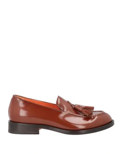 Santoni Man Loafers Brown Size 9 Leather
