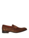 Santoni Suede Moccasins With Tapered Shape And Rubber Sole In Brown