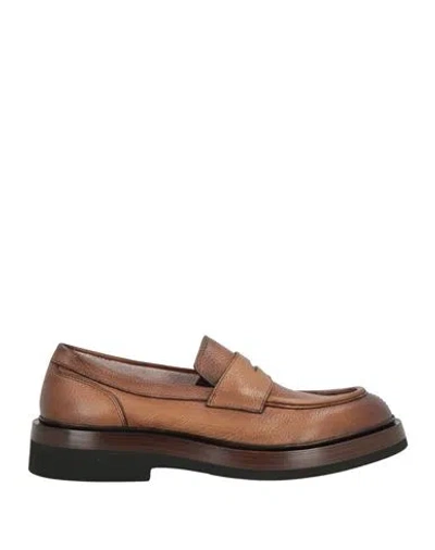 Santoni Man Loafers Brown Size 9.5 Leather