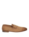 Santoni Man Loafers Camel Size 9 Leather In Beige