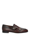 Santoni Double Monk Strap Loafers With Buckle Detailing In Brown
