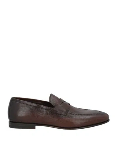 Santoni Man Loafers Dark Brown Size 12 Leather