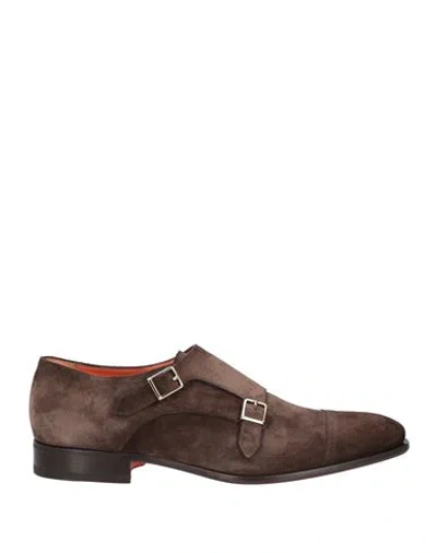 Santoni Man Loafers Dark Brown Size 8.5 Leather