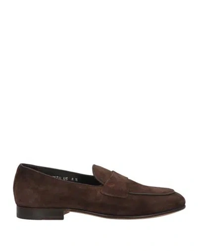 Santoni Man Loafers Dark Brown Size 8.5 Leather