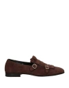 Santoni Double Monk Strap Suede Loafers In Brown