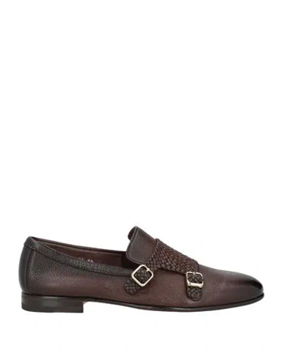Santoni Man Loafers Dark Brown Size 9 Leather In Brown