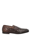 Santoni Man Loafers Dark Brown Size 9 Leather In Brown