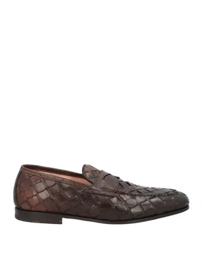 Santoni Man Loafers Dark Brown Size 9 Leather