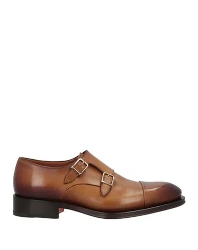 Santoni Man Loafers Dark Brown Size 9 Leather