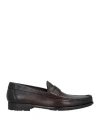 Santoni Man Loafers Dark Brown Size 9 Soft Leather In Brown